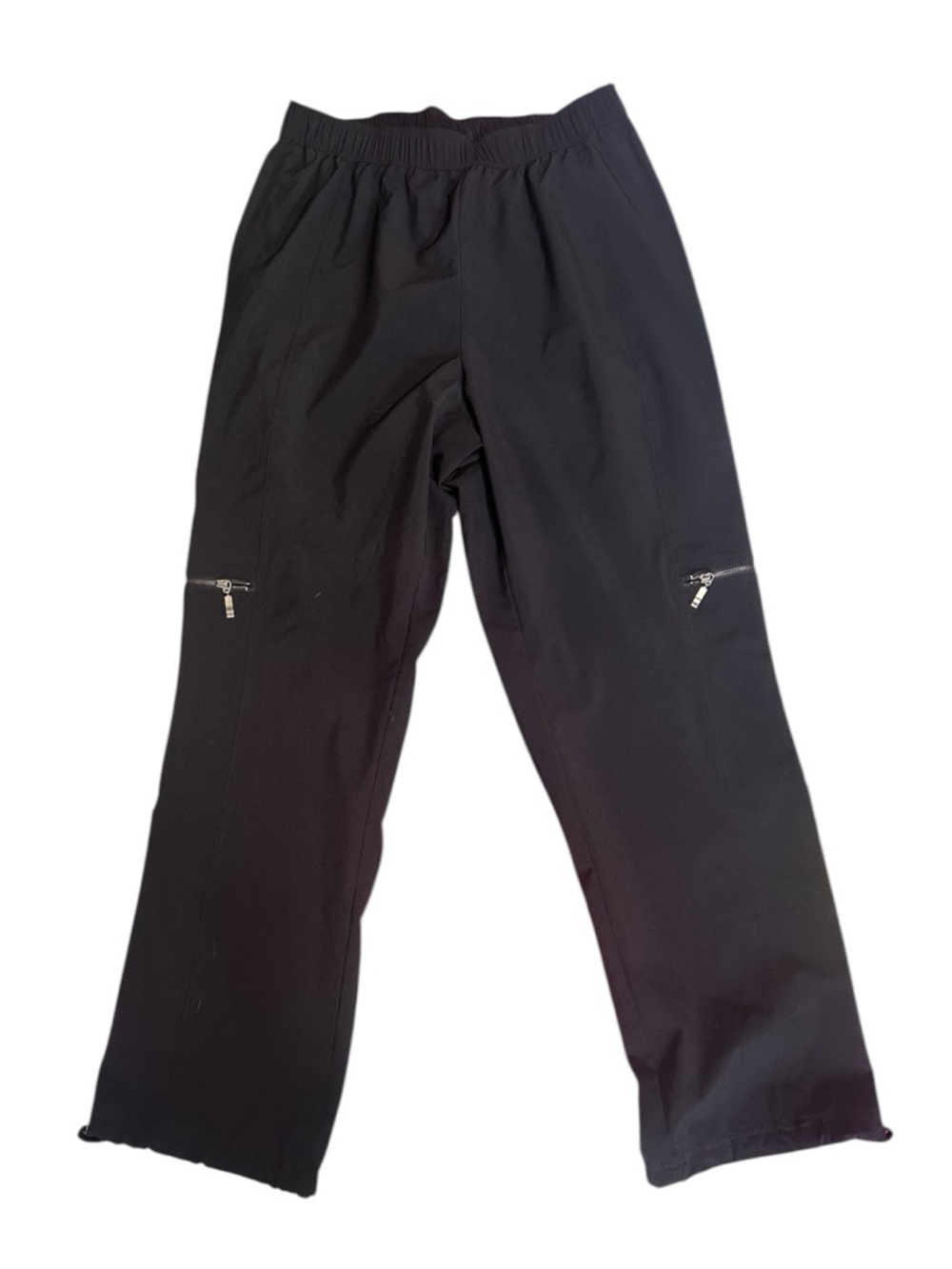 Zenergy by Chico's Black Joggers Activewear Pants Zippered Thigh Pockets Size 1 - Picture 1 of 4